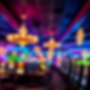 Luxurious casino gaming floor with vibrant lights