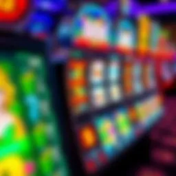Colorful slot machine display with vibrant graphics