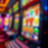Vibrant slot machine display with colorful graphics