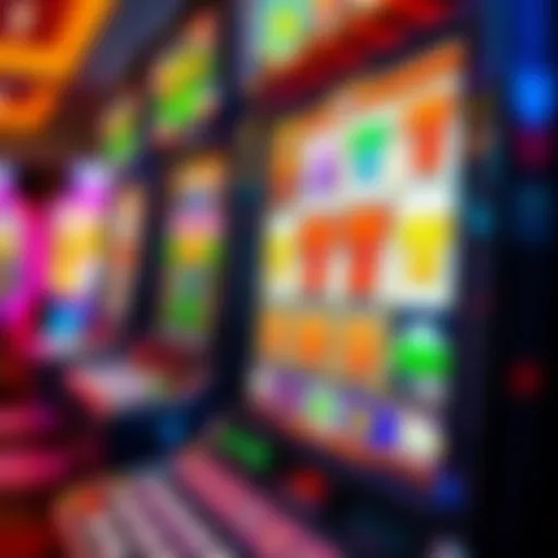 Vibrant slot machine display with colorful graphics