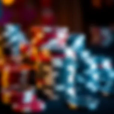 Strategic Poker Chip Arrangement Close-up of poker chips stacked strategically