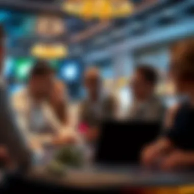 Management team strategizing in a modern casino setting