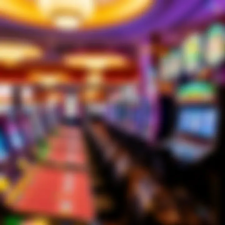 An array of gaming tables and slot machines inside Casino Monticello