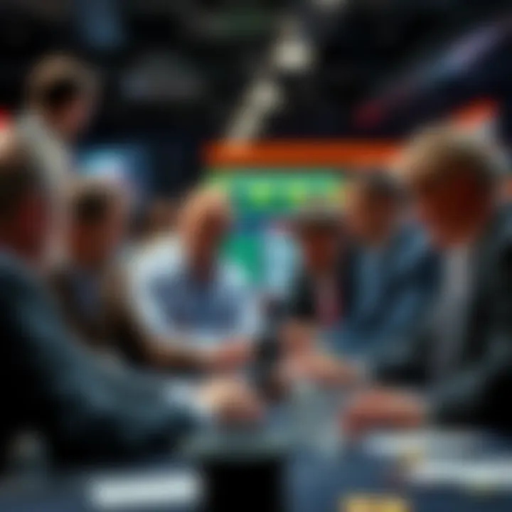 Strategic Discussions Among Bettors Diverse group of bettors engaged in strategic discussions