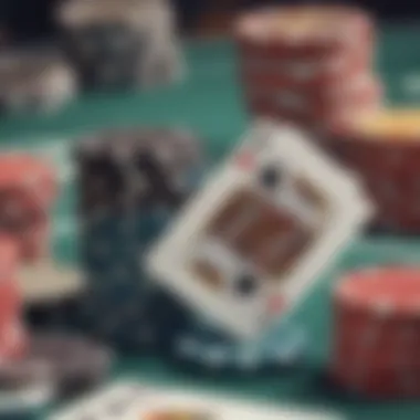 Close-up of blackjack cards and chips