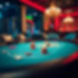 Visual representation of a free roll poker table with chips