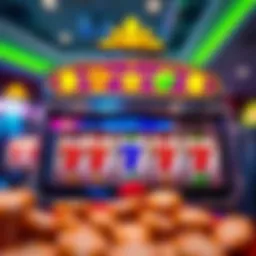 Colorful slot machine graphics with vibrant symbols