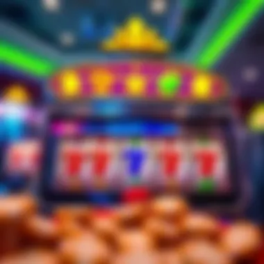 Colorful slot machine graphics with vibrant symbols