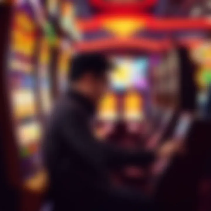 Strategic Play on Gold Pays Slots Player engaged in strategy while playing a gold pays slot machine