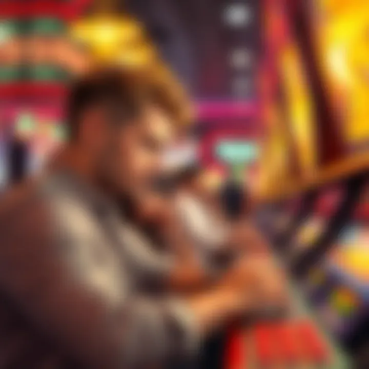 Illustration of a player engaged in an intense gaming session