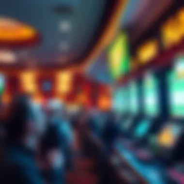 Interior shot of the sports betting area with enthusiastic patrons