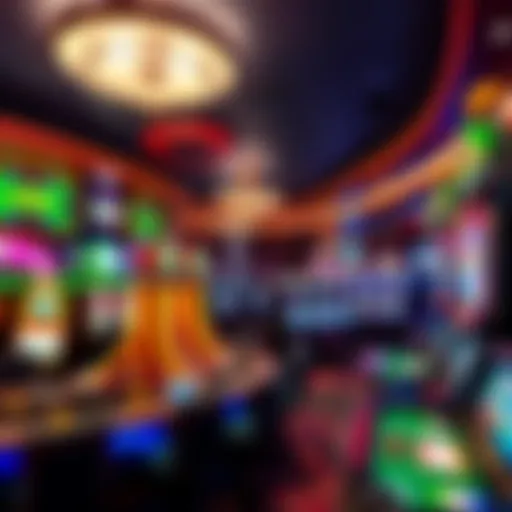 Interior of an Irish Casino in Las Vegas Interior view of an Irish-themed casino in Las Vegas showcasing vibrant decor and gaming tables