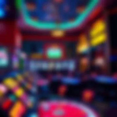 Vibrant interior of a live casino showcasing tables