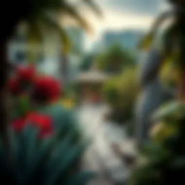 A picturesque view of a hidden garden in the midst of the bustling city