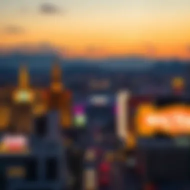 A unique viewpoint of the Las Vegas skyline at dusk, highlighting its lesser-known features