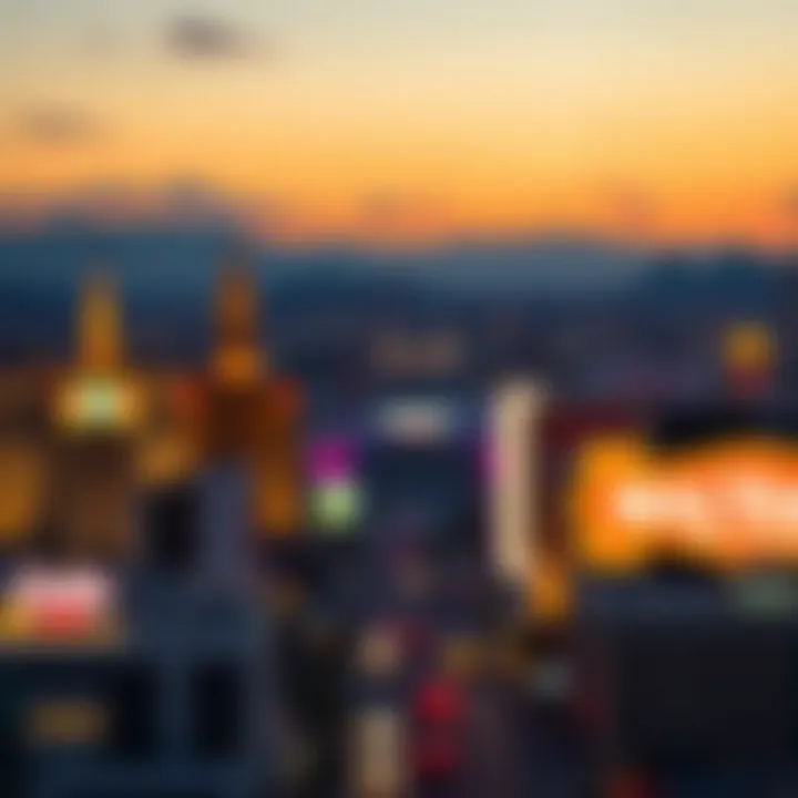 A unique viewpoint of the Las Vegas skyline at dusk, highlighting its lesser-known features