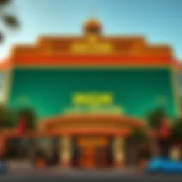 Exterior view of MGM Grand Las Vegas showcasing its iconic green facade and grand entrance.