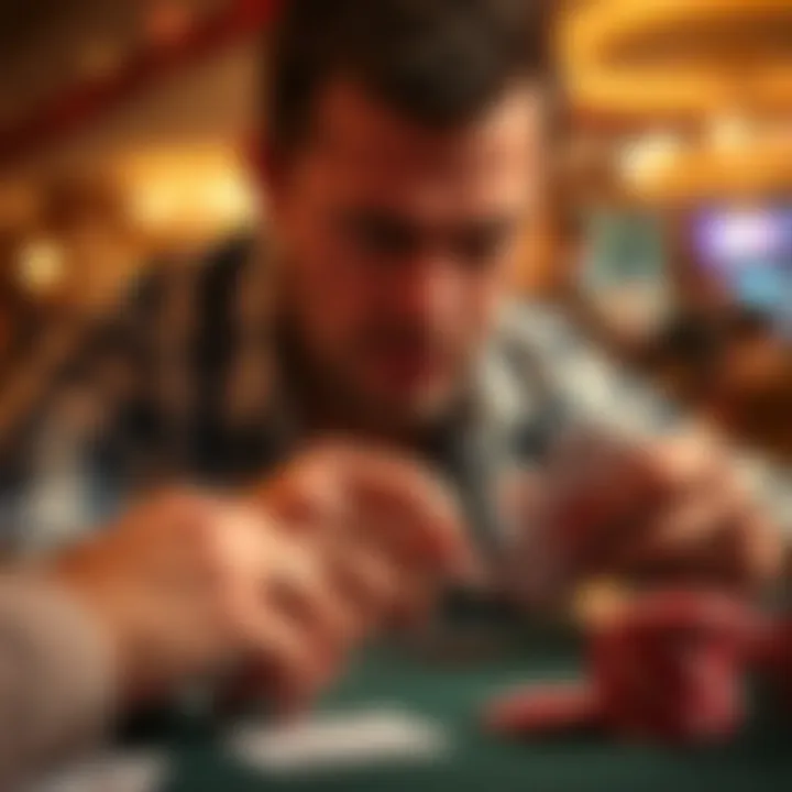 Close-up of a player engaged in a thrilling card game