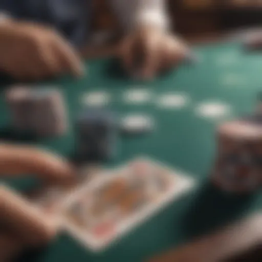 Virtual poker table with cards and chips