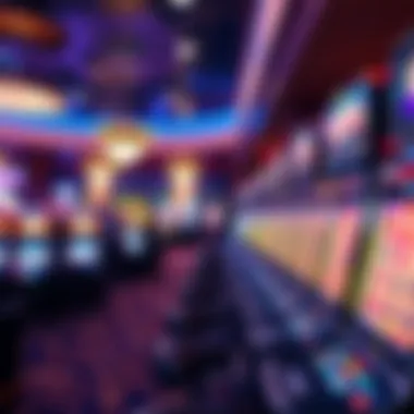 A captivating scene of a casino floor filled with bright lights and penny slot machines