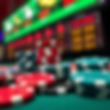 Close-up of colorful casino chips highlighting the excitement of progressive betting.