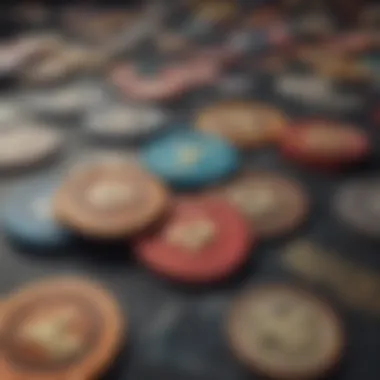 A close-up of gaming tokens and rewards