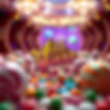 Colorful array of candy-themed symbols in the slot game