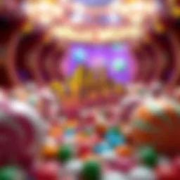 Colorful array of candy-themed symbols in the slot game