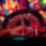 A vibrant digital roulette wheel showcasing various betting options