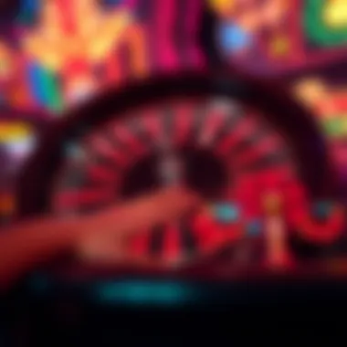 Digital Roulette Wheel Displaying Betting Options A vibrant digital roulette wheel showcasing various betting options