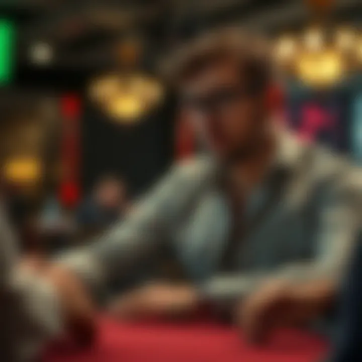 Strategic poker player contemplating their next move