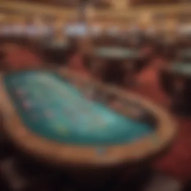 Diverse gaming tables at the casino