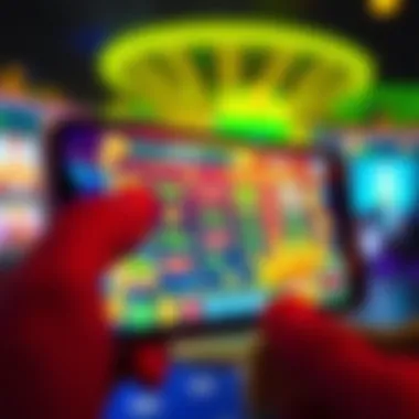 Engaging Game Interface A close-up of a smartphone displaying a vibrant money-making game app interface.