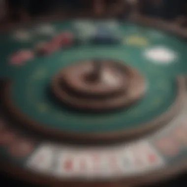 A beautifully designed poker table with chips and cards