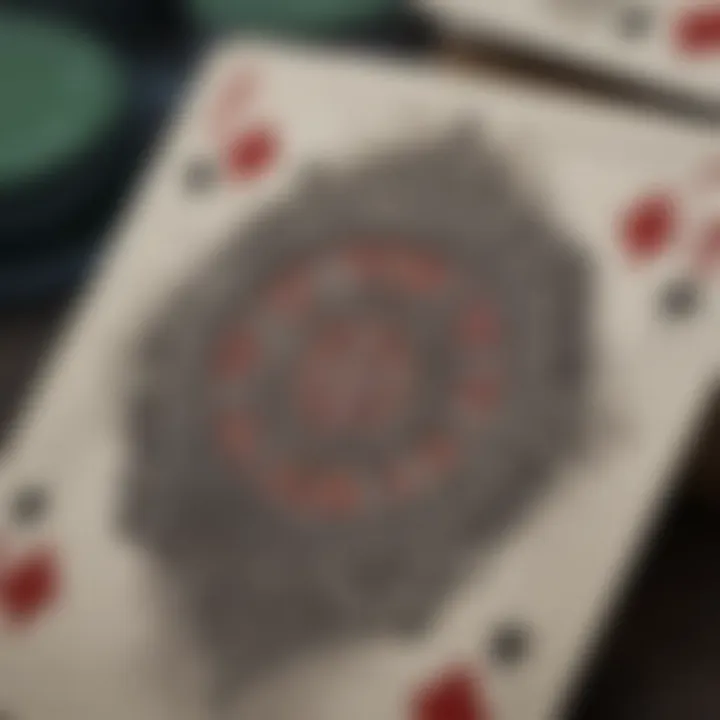 A close-up of a unique poker card set with intricate designs