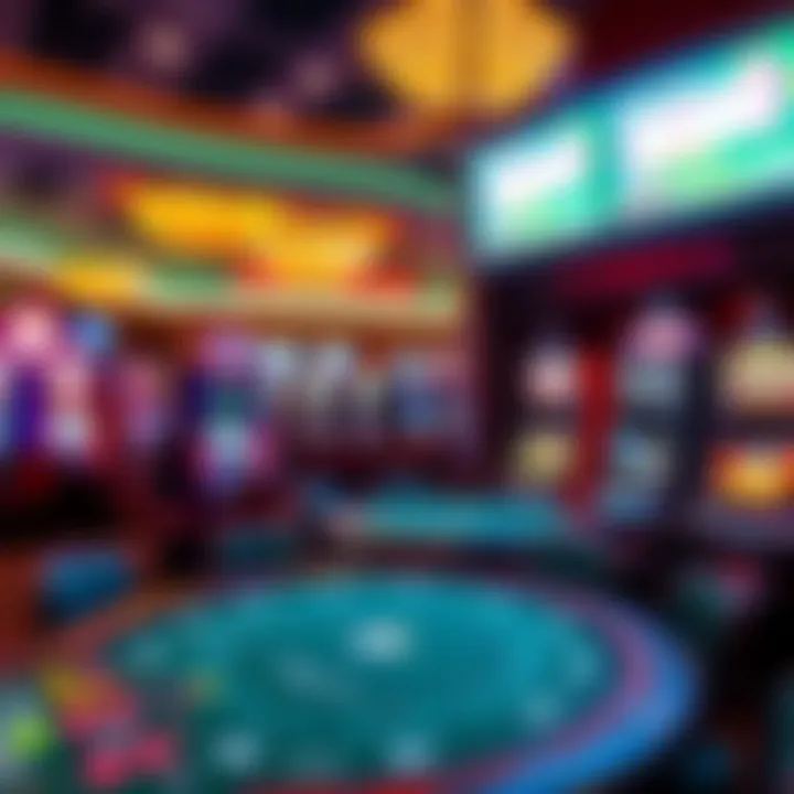 Vibrant Gaming Experience at Lady Luck Casino Interior gaming area filled with slot machines and playing tables