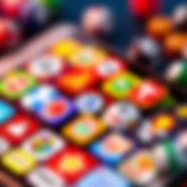 A vibrant display of various lotto scratcher app icons on a smartphone screen