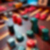 Intricate backgammon board setup with vibrant pieces