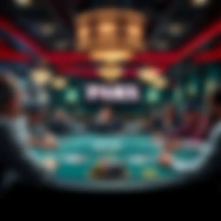 Overview of a bustling poker table with players strategizing