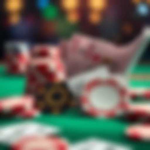 Illustration of poker chips and cards representing online gaming