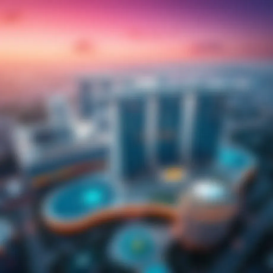 Aerial view of Resorts World complex showcasing its architecture