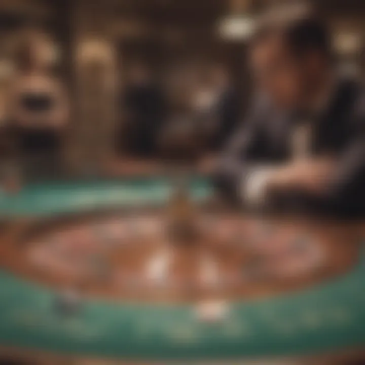 Player contemplating bets at a roulette table