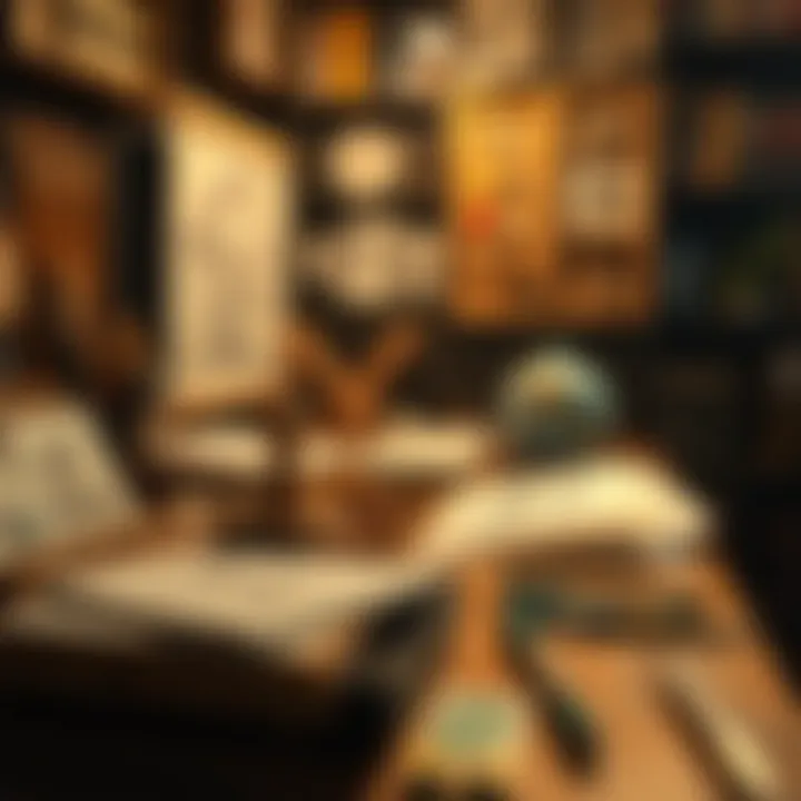 An artist's workspace with tools and sketches, representing the practice of drawing as a daily ritual