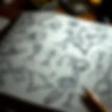 A sketchbook filled with diverse drawings illustrating creativity and imagination