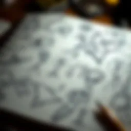 A sketchbook filled with diverse drawings illustrating creativity and imagination