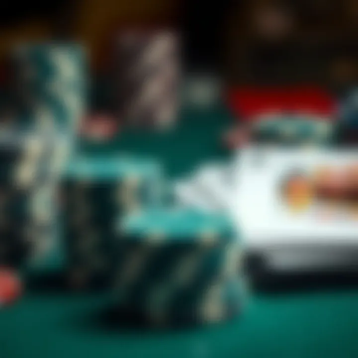 Close-up of Poker Chips and Cards A close-up of poker chips and cards arranged thoughtfully on a table