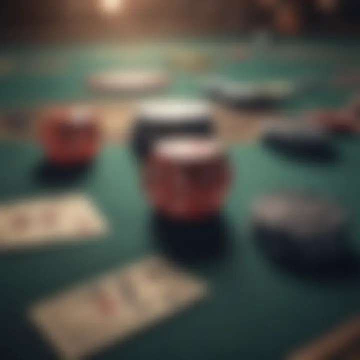 A high-stakes poker table showcasing intense gameplay with chips and cards.