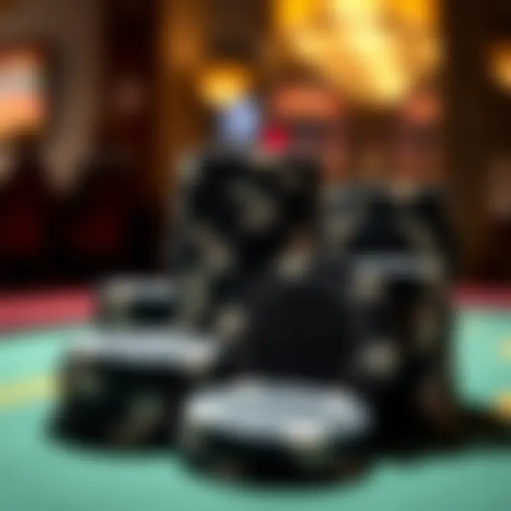 Historical Evolution of Casino Chips An artistic interpretation of the historical evolution of casino chips, focusing on black chips