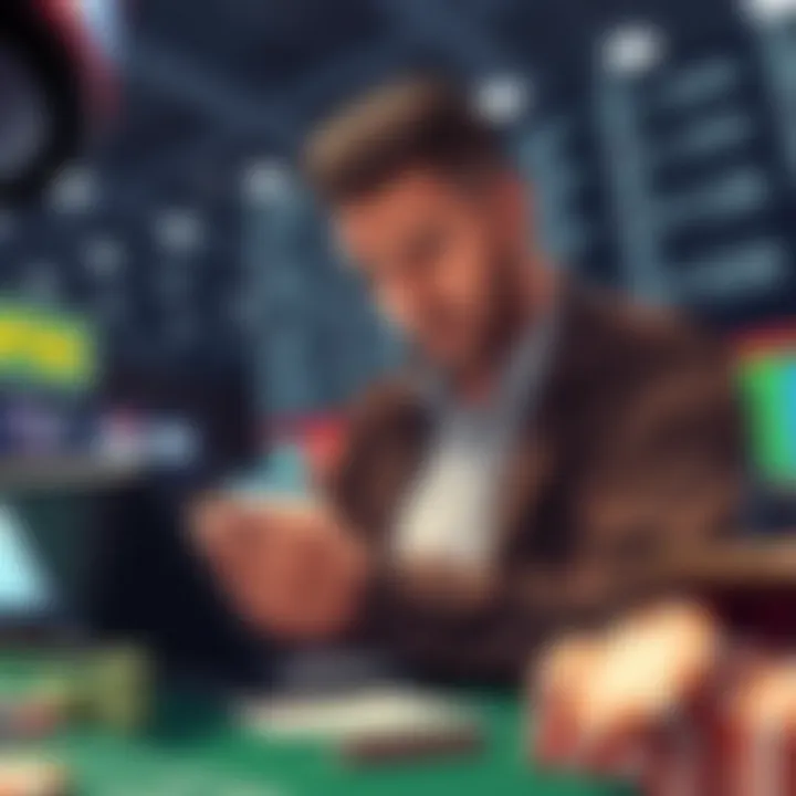 Illustration of a bettor analyzing odds at a sportsbook