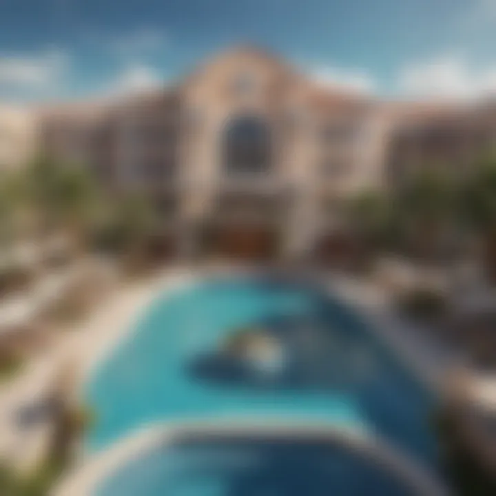 Overview of resort amenities including pool, spa, and fitness center